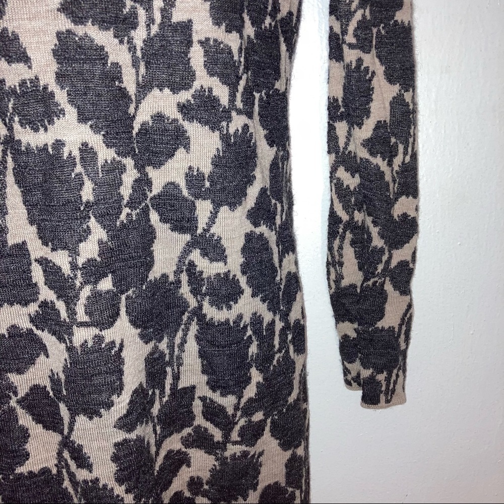 Loft Sweater Wool Blend Knit Dress Long Sleeve Crew Neck Textured M Tan Gray - Picture 4 of 7